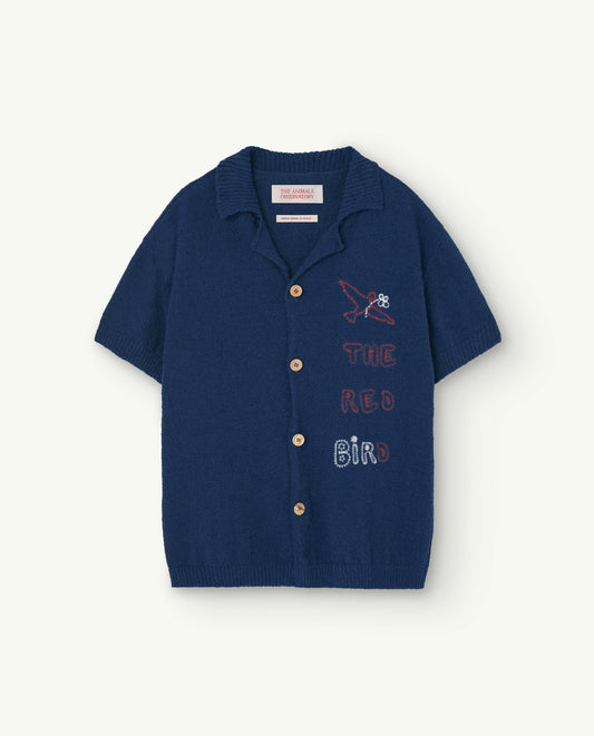 The Whale Short Sleeve Cardigan  - Navy